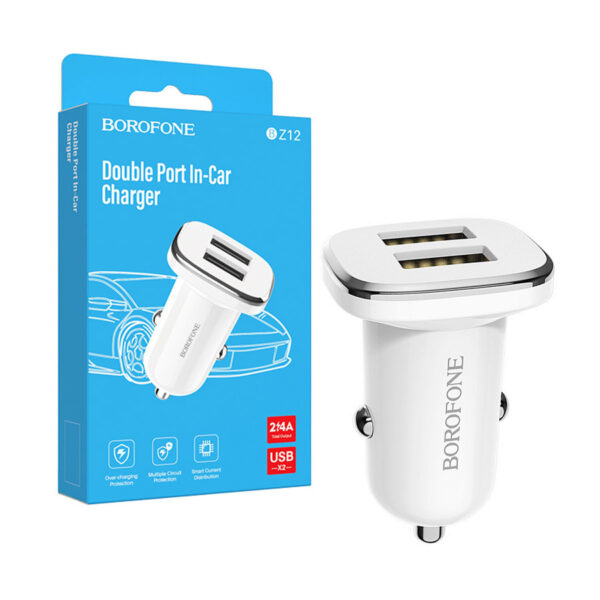 Car charger Borofone BZ12 Lasting Power 2xUSB 2,4A white 6931474708649