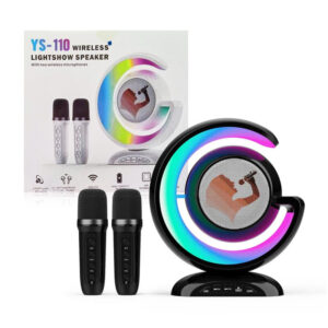 Karaoke set RGB bluetooth speaker and 2 microphones black