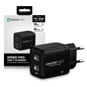 Charger Amazing Thing Speed Pro EUPD40WBK 2xType C PD 40W 3A black 4892878077491