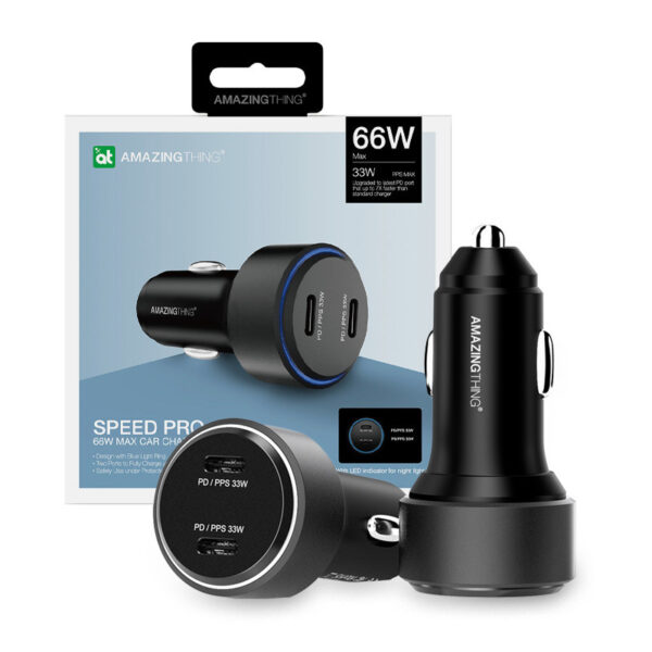 Car charger Amazing Thing Speed Pro SP66WCC 2xType C PD 66W black 4892878074056