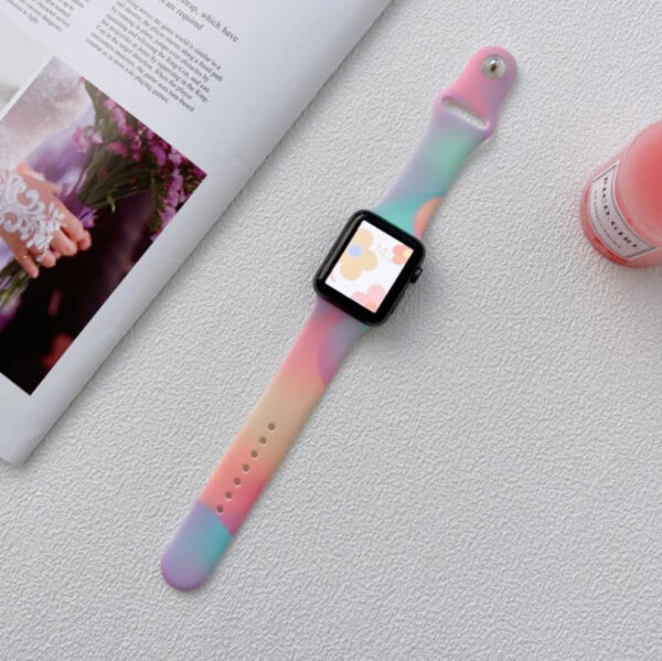 SILICONE STRAP TO APPLE WATCH 42/44/45/49MM RAINBOW