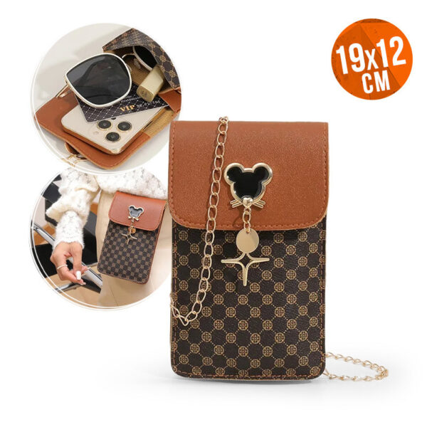 PHONE BAG MOUSE 19x12x2cm BROWN