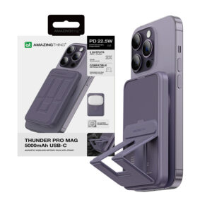 Power bank Amazing Thing Thunder Pro Stand 5000mAh TPM5KSPU Type C with induction charger purple 4892878079211