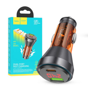 Car charger HOCO USB QC 18W + Type C 30W PD48W NZ12B transparent orange 6942007615402