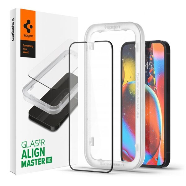 TEMPERED GLASS SPIGEN ALM GLASS FC IPHONE 13 / 13 PRO / 14 BLACK 8809811853773