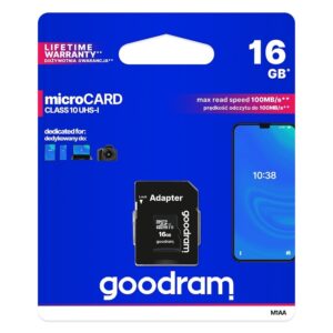 Memory Card GOODRAM microSD 16GB class 10 UHS-I 100MB/s + adapter 5908267930137