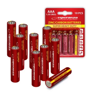 BATTERIES ESPERANZA CARBON-ZINC AAA 10PCS. BLISTER 5901299960240