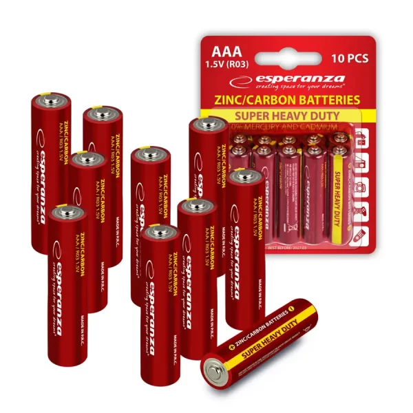 BATTERIES ESPERANZA CARBON-ZINC AAA 10PCS. BLISTER 5901299960240