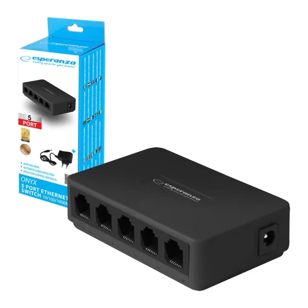 SWITCH ESPERANZA 5-PORT 10/100/1000 ONYX 5901299960363