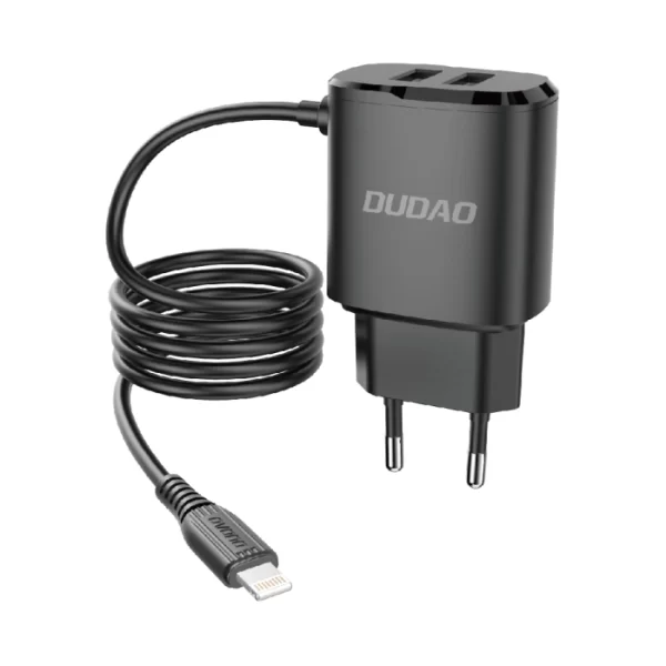 Charger Dudao 2x USB with cable Lightning 12 W (A2ProL black) 6970379610633