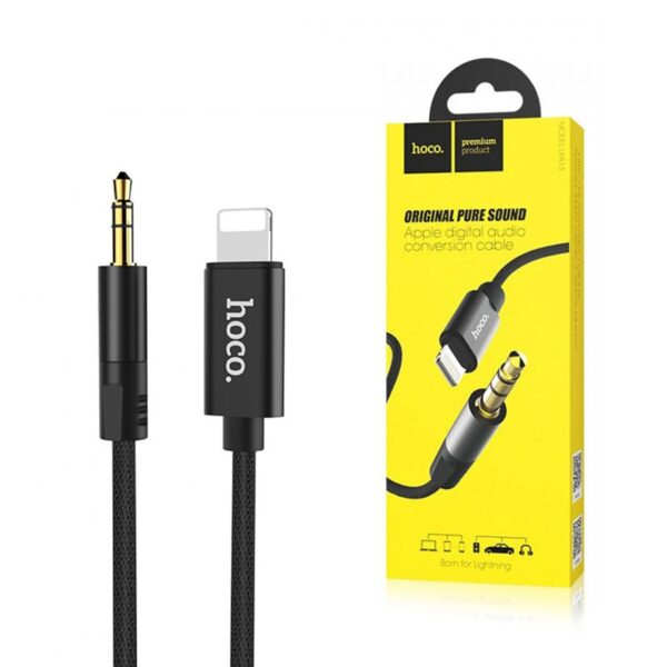 Cable audio HOCO AUX Jack 3,5mm - Lightning 8-pin UPA13 black 6957531096375