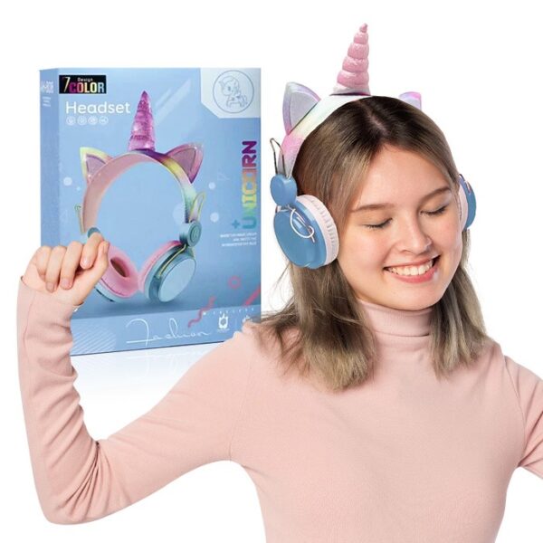 BLUETOOTH HEADSET UNICORN WITH EARS AH-808 BLUE