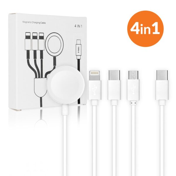 Cable Typ-C 4in1 iPhone Lightning 8-pin + Type C + Micro and Apple Watch 3W 1A C3186 white 5903396112492