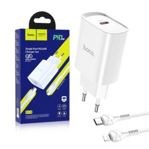 Travel charger HOCO Type C PD20W Fast Charge + cable iPhone Lightning 8-pin N14 white 6931474745033