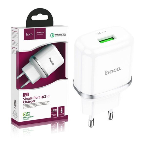 Travel charger HOCO USB 3A QC3.0 Fast Charge N3 white 6931474729354