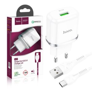 Travel charger HOCO USB 3A QC3.0 Fast Charge + cable Type C N3 white 6931474729392