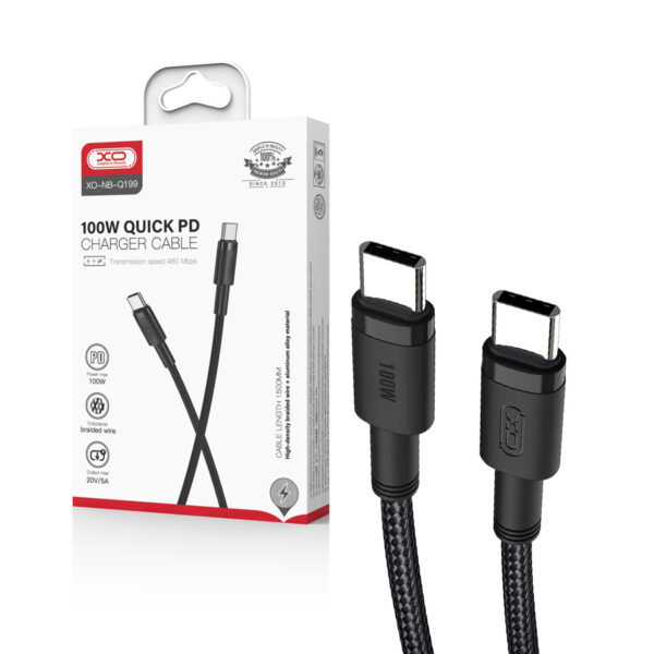 Cable USB XO NB-Q199 PD USB-C - USB-C 1.5m 100W black 6920680824687