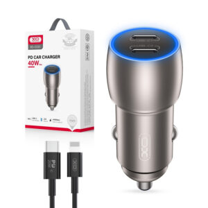 Car charger XO CC51 PD 40W 2x USB-C cable USB-C - Lightning gray 6920680835362