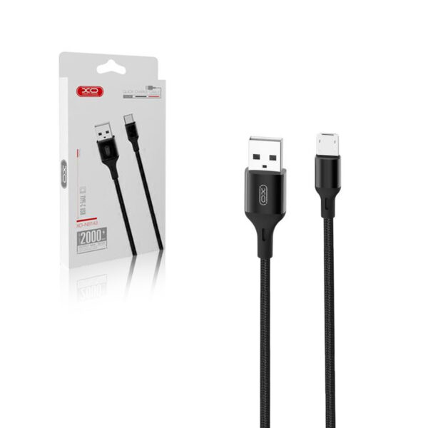 Cable USB XO NB143 - microUSB 2m 2.4A black 6920680870820