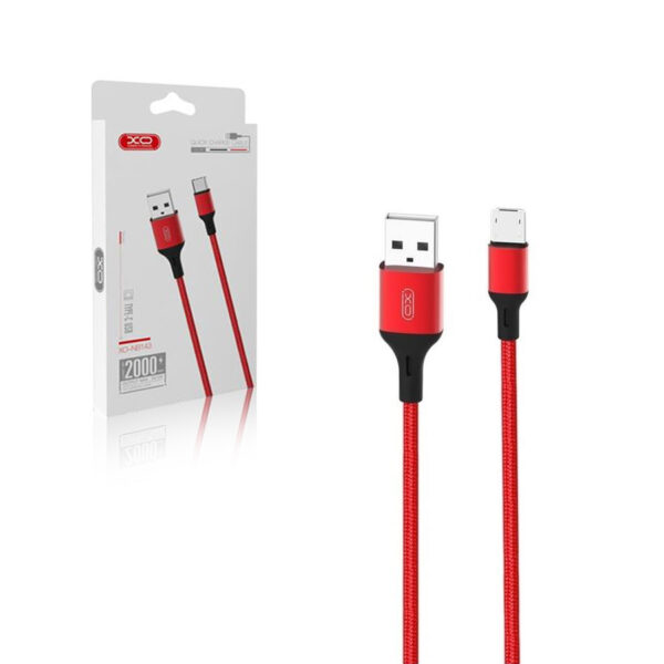 Cable USB XO NB143 - microUSB 2m 2.4A red 6920680870837