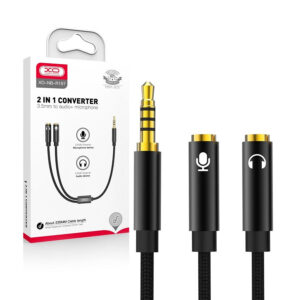 Cable audio XO 2in1 NB-R197 jack 3.5mm - jack 3.5mm/ microphone 0.23 m black 6920680880881