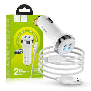 Car charger HOCO 2x USB + cable Micro 2,4A Z40 white 6931474739704