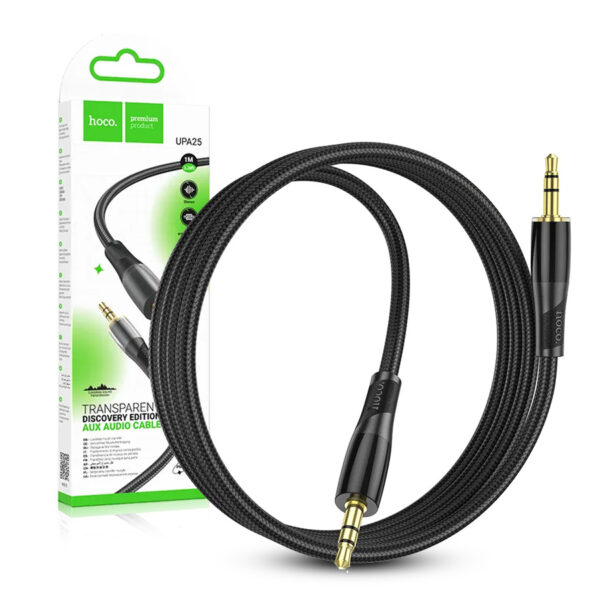 Cable HOCO AUX Audio Jack 3,5mm to Jack 3,5mm Transparent Discovery UPA25 1m black 6931474791139