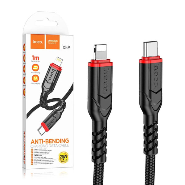 Cable HOCO Type C to iPhone Lightning 8-pin PD 20W VICTORY X59 1m black 6931474793997