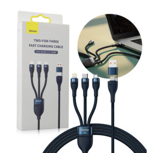 Cable USB Baseus Flash Series II Type C/ Type A - Type C/ Lightning/ micro USB 100W 1.2 m blue (CASS030103) 6932172608750