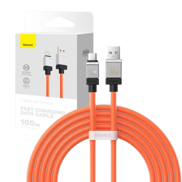 Cable Baseus CoolPlay USB - USB-C 2m 100W orange 6932172626877