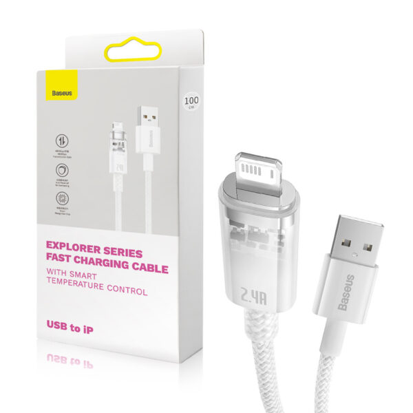 Cable Baseus Explorer Series USB – Lightning 2,4A 2m (CATS010102) white 6932172629021