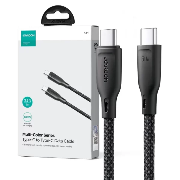 Cable Joyroom Multi-Color Series SA34-CC3 USB-C/ USB-C 60W 1m black 6941237110183