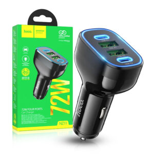 Car charger HOCO 2x USB A + 2x Type C PD 72W Guide NZ11 black 6942007602648