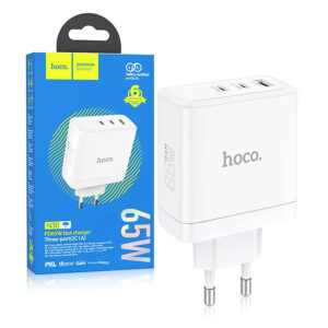 Charger HOCO 2 x Type C + USB A QC PD 65W GaN N30 white 6942007621069