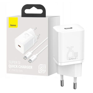 Charger Baseus Super Si PD 25W 1x USB-C + cable USB-C - USB-C white 6953156206038