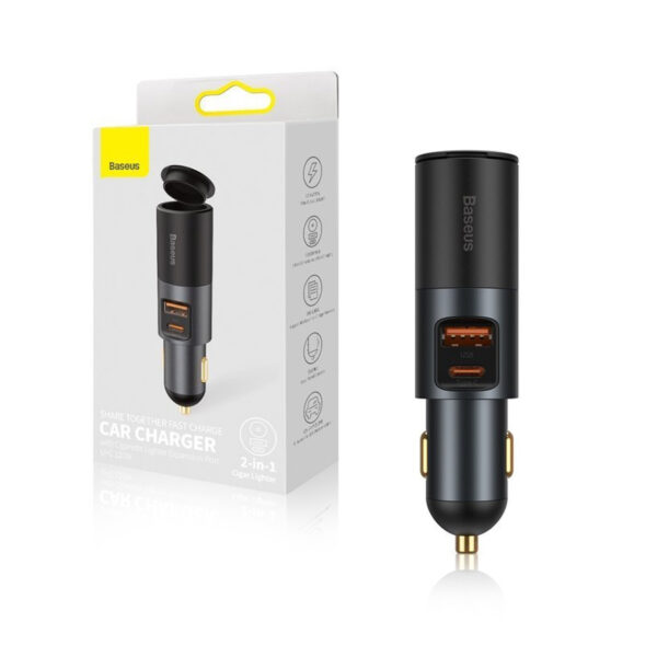 Car charger Baseus Share Together PD 120W 1x USB 1x USB-C gray (CCBT-C0G) 6953156206694