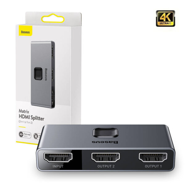 Switch Baseus splitter HDMI - 2x HDMI 4K/30 Hz (CAHUB-BC0G) gray 6953156219700