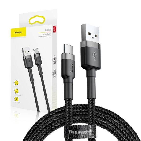 !!!best price!!! Cable Baseus Cafule USB - USB-C 2,0 m 2A grey-black 6953156278233