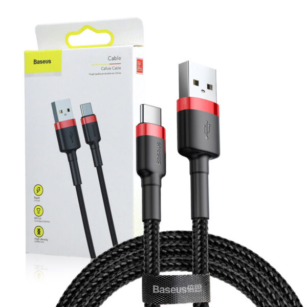 !!!best price!!! Cable Baseus Cafule USB - USB-C 2,0 m 2A red-black 6953156278240