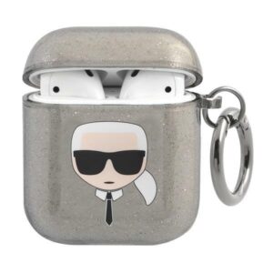 Karl Lagerfeld KLA2UKHGK AirPods cover czarny/black Glitter Karl`s Head 3666339030254