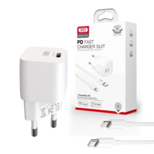 Travel charger XO CE01B PD 20W 1x USB-C + cable USB-C - Lightning white 6920680879847