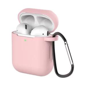 AirPods 1/2 silicone case + carabiner pink (case D) 9145576238455