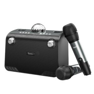 Karaoke system HOCO: Bluetooth speaker + 2 Bluetooth microphones + ball Double Plus BS41 black 6931474760340