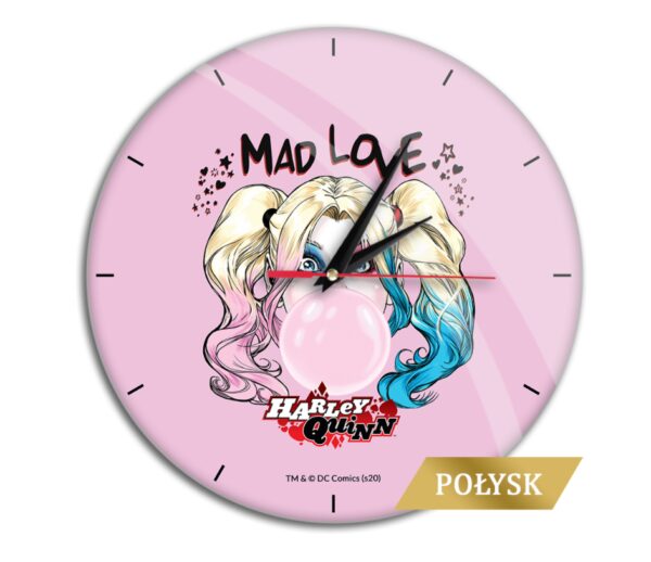 Glossy Wall Clock Harley Quinn 001 pink