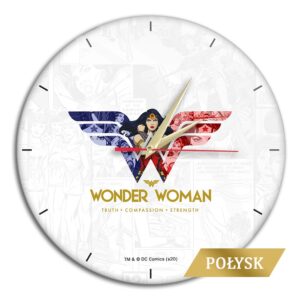 Glossy Wall Clock Wonder Woman 001 white