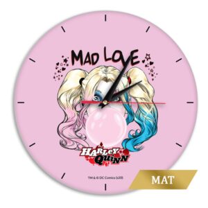 Matt Wall Clock Harley Quinn 001 pink