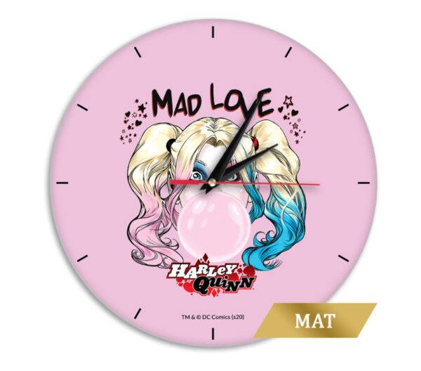 Matt Wall Clock Harley Quinn 001 pink