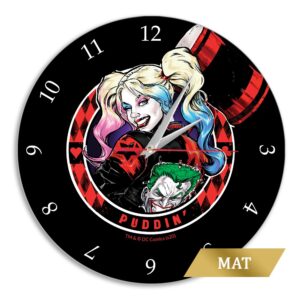 Matt Wall Clock Harley Quinn 002 black