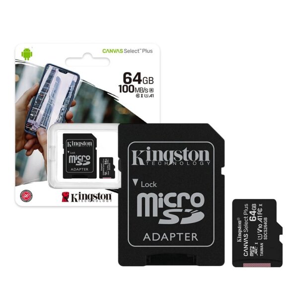 Memory Card Kingston microSDHC Canvas Select Plus 64GB class 10 UHS-I 100 MB/s + adapter 740617298697