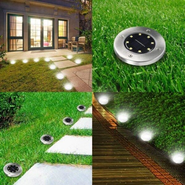 SOLAR GARDEN LAMPS FOR GROUND GLOSS DISC - 4pcs